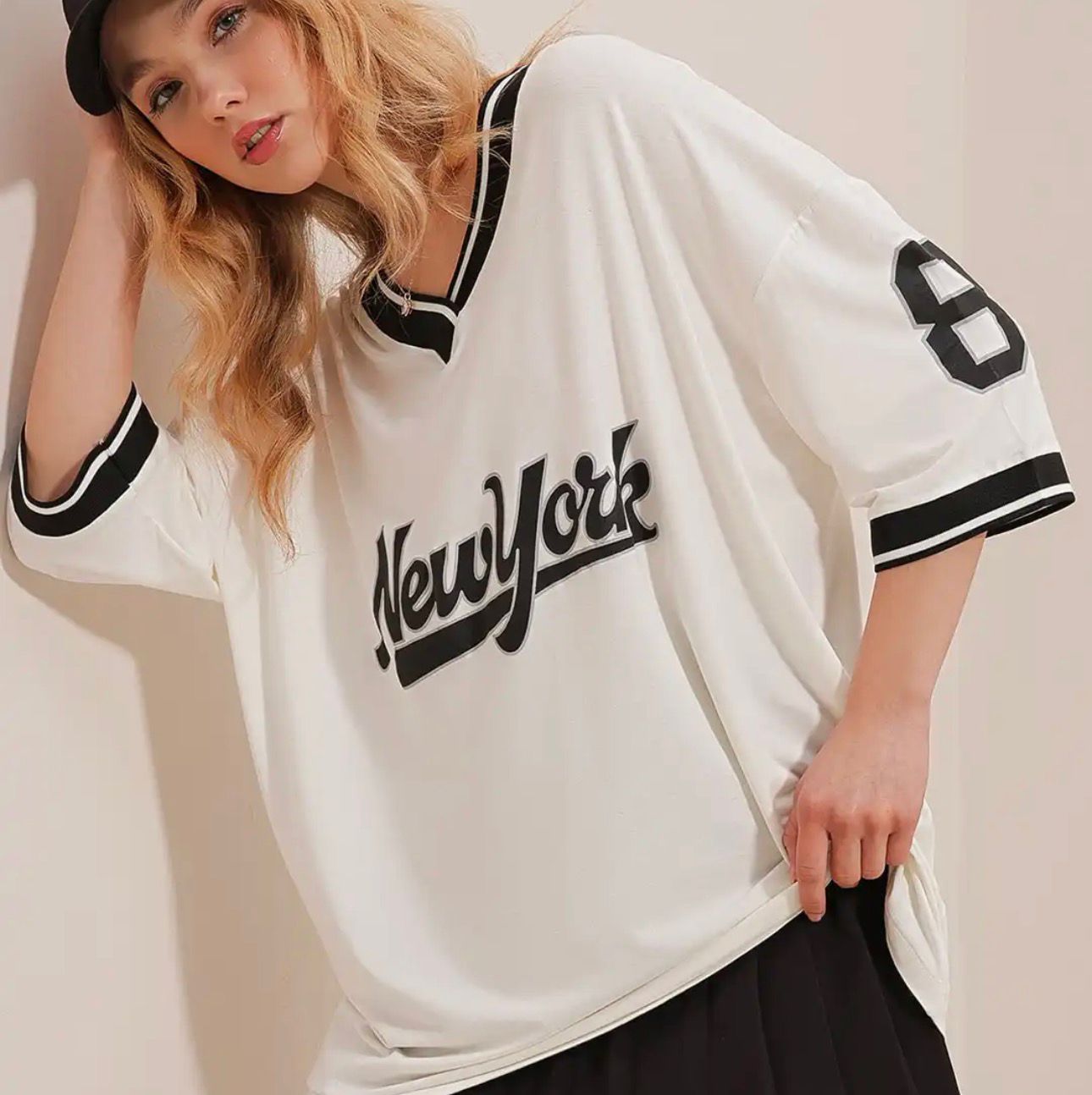 NEWYORK BASEBALL WHITE DOWNSHOULDER JERSEY