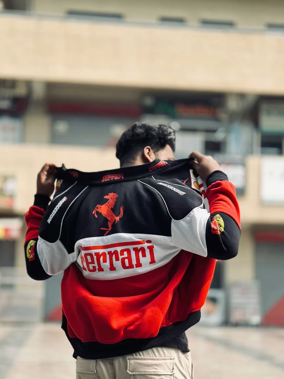 Embroidered Ferrari Premium three color jacket Unisex Oversize