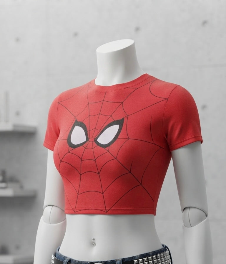 Spider Red Crop Top Jersy