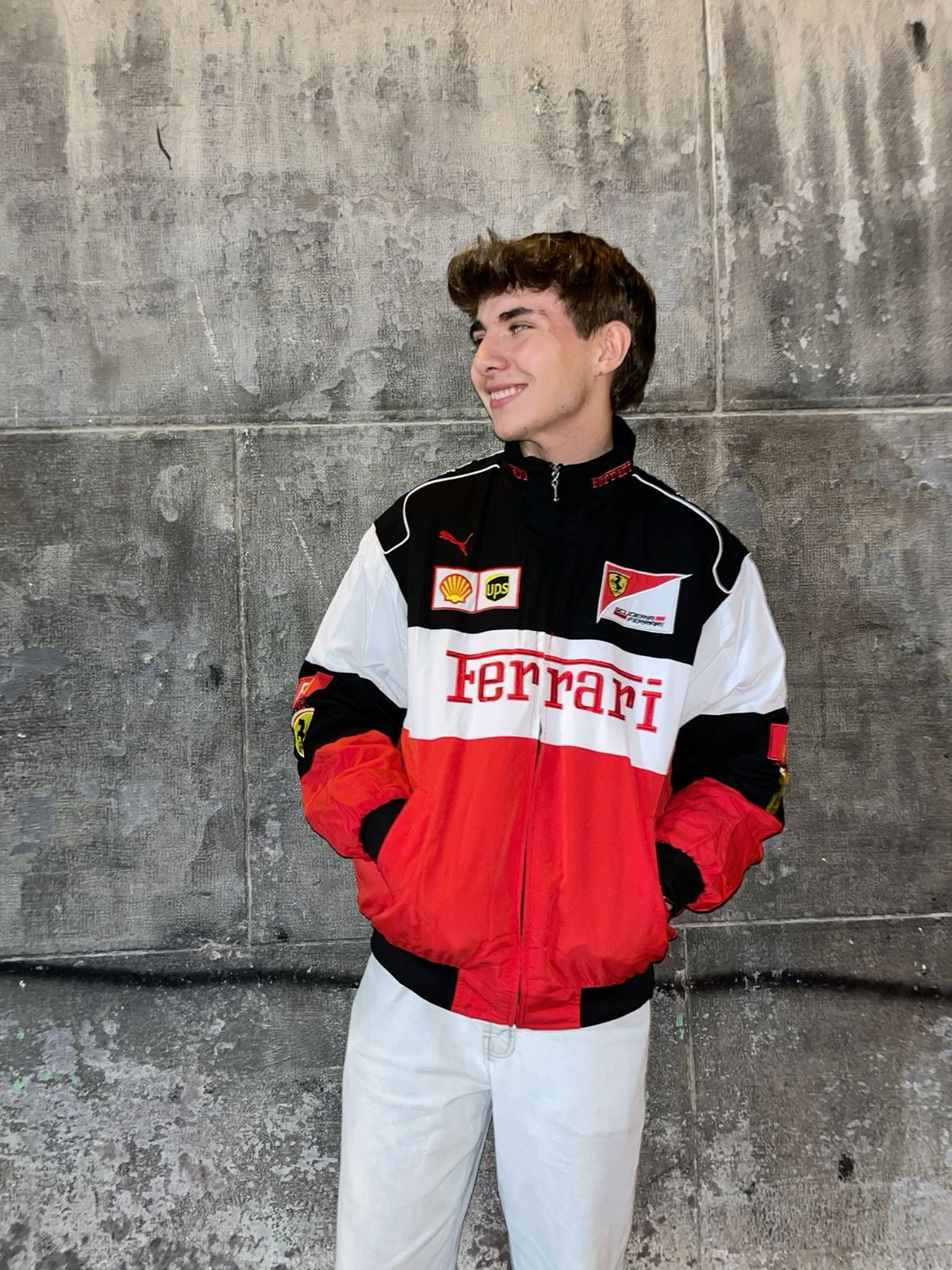 Embroidered Ferrari Premium three color jacket Unisex Oversize