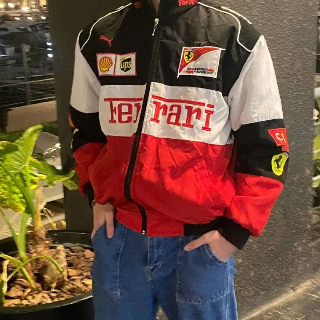 Embroidered Ferrari Premium three color jacket Unisex Oversize