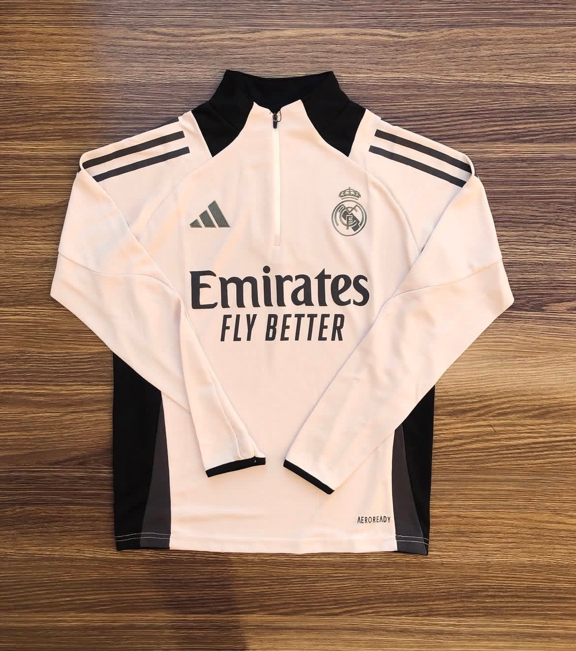 Real Madrid white sleeves printed zipper