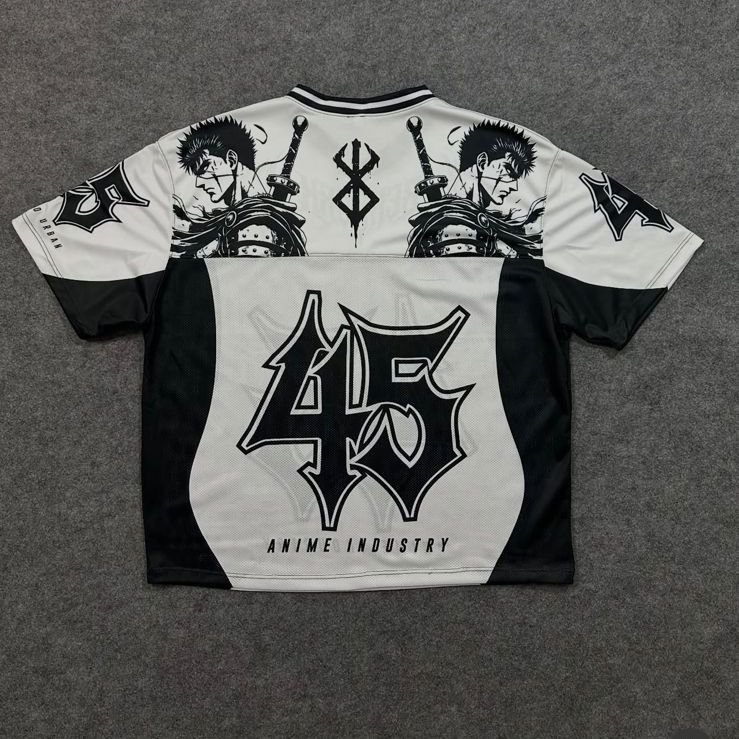 BERSERK ANIME WHITE BASEBALL DOWNSHOULDER JERSEY