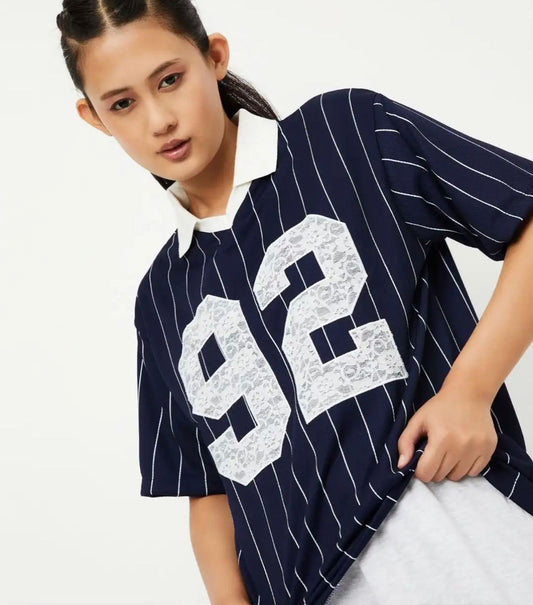 NAVY BASEBALL DOWNSHOULDER JERSEY