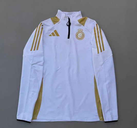 Al nasar white with golden stripes Digital printing Football zipper